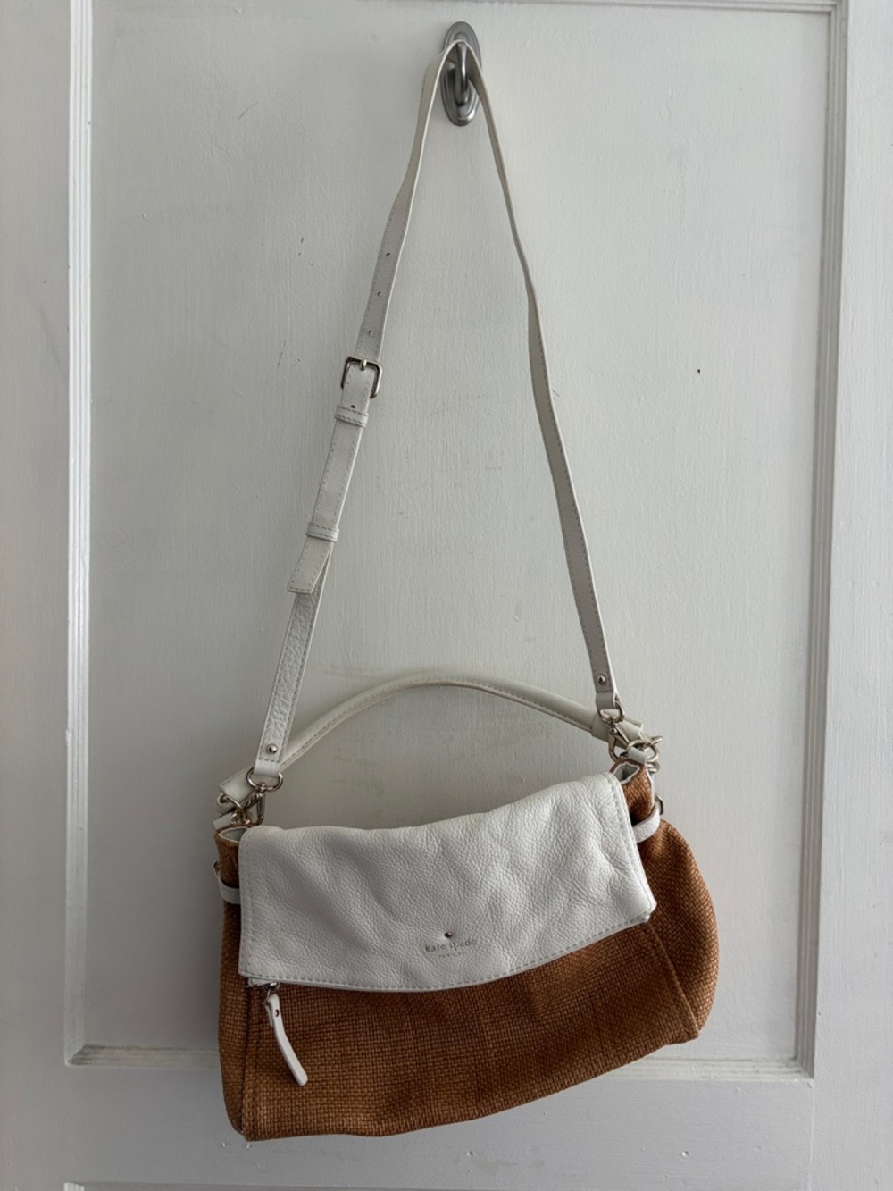 kate spade White and Brown Two-Tone Shoulder Bag